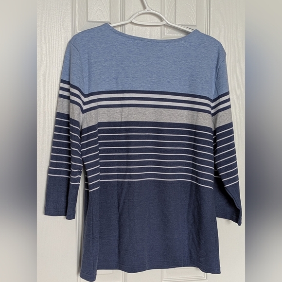 Karen Scott Women's (Size XL) Nautical Themed Striped 3/4 Sleeve Top/Jersey - Picture 9 of 13